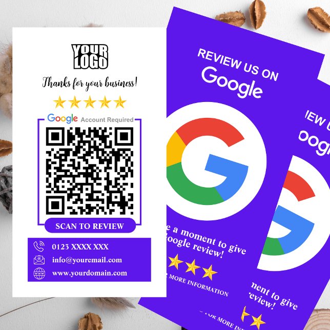 Cartão De Visita Análises do Google | Business Review Us Violet QR  (Criador carregado)