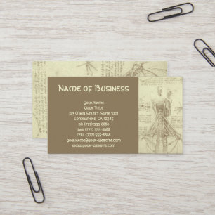 Cartão De Visita Anatomia Esboço da Coluna Espiral Leonardo da Vinc