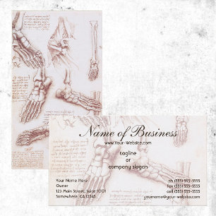 Cartão De Visita Anatomia humana, esqueletos de pés por Leonardo da