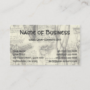 Cartão De Visita Anatomia Laringe Humana e Perna por Leonardo da Vi