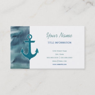 Cartão De Visita Âncora de Glitter de Cor de Água do Teto Náutic