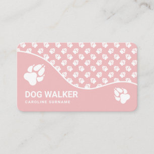 Cartão De Visita Andarilho de Cães Patas Rosa e Branco Pet Sitting