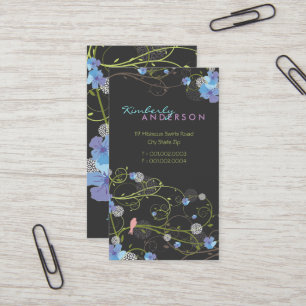 Cartão De Visita Andorinhas florais dos redemoinhos do hibiscus