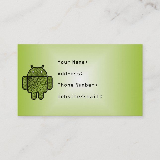 Cartão De Visita Android™ Pancho Doodle (Frente)