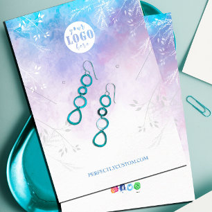 Cartão De Visita Anéis de colar abstrato Aqua Blue
