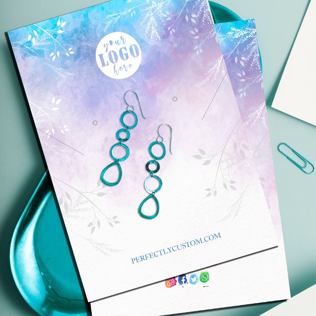 Cartão De Visita Anéis de colar abstrato Aqua Blue (Abstract Aqua Blue necklace earrings Business Card #abstractaquablue #seacolor #brightcolor)