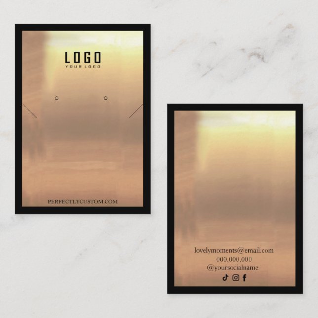 Cartão De Visita Anéis de colar Dourado preto (Frente/Verso)