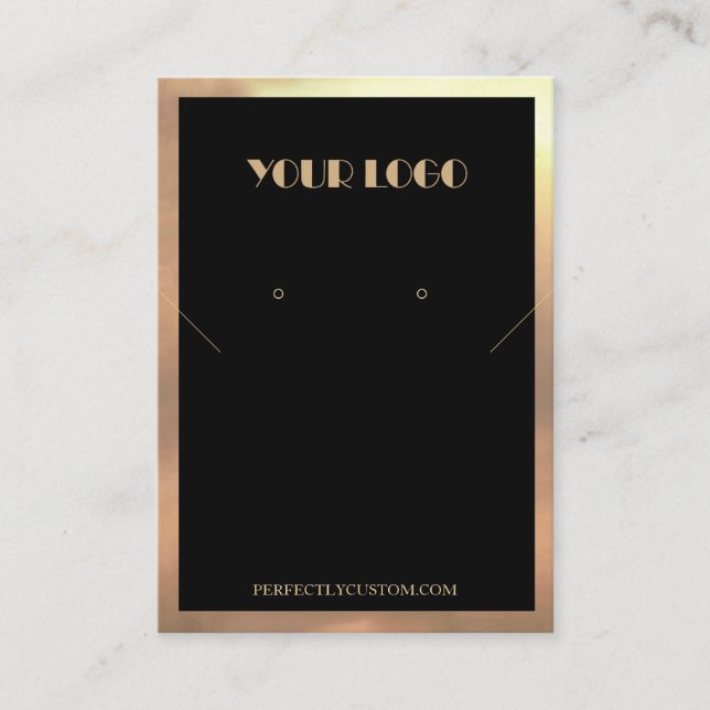 Cartão De Visita Anéis de colar Dourado preto (Frente)