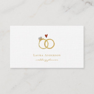 Cartão De Visita Anéis de ouro Elegante Planner de Casamento