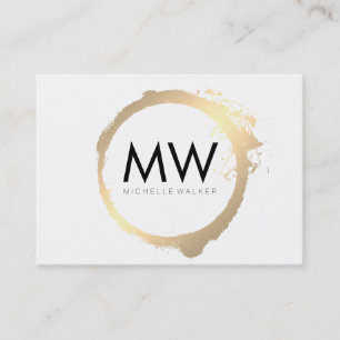 Cartão De Visita Anel Dourado na moda Faux com Monograma Chic