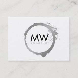 Cartão De Visita Anel prateado na moda Faux com monograma chic