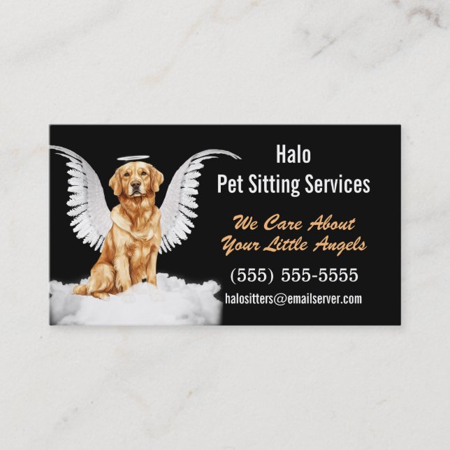 Cartão De Visita Angel Cat e Dog Pet Sitting Services (Frente)