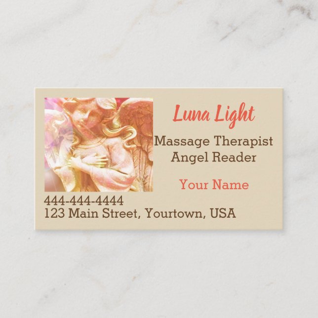 Cartão De Visita Angel Massage Psychic Wellness Coração Holística (Frente)