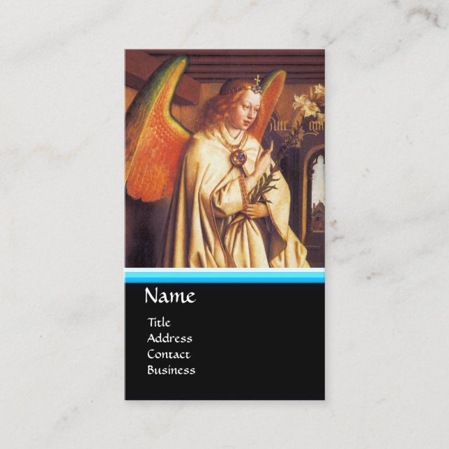 Cartão De Visita ANGEL MONOGRAMA DE ANUNCIAÇÃO, ESPADRE Azul (Frente)