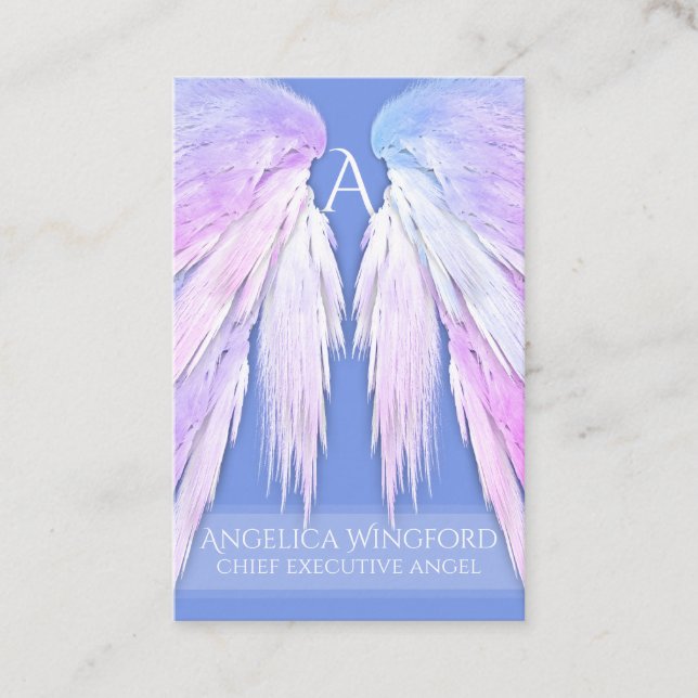 Cartão De Visita Angel Wings Dreamy Pink Soft Blue (Frente)