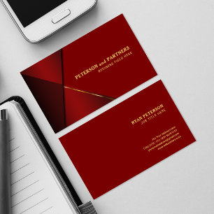 Cartão De Visita Ângulo Vermelho com Linha de Ouro Vermelha