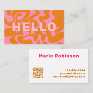 Cartão De Visita Ângulos Retro Cor - de - laranja Cor - de - laranj