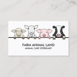 Cartão De Visita Animais Brancos da Fazenda Vaca Ovelha Cabra Porco