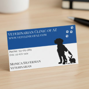 Cartão De Visita Animais de Cinza Pretos Veterinários Vet Paw