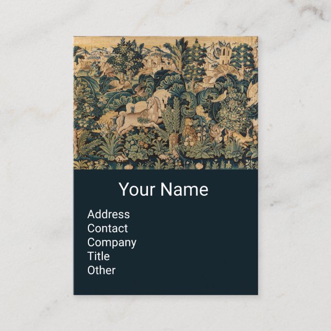 Cartão De Visita ANIMAIS FANTASMAS, CAVALOS, WOODLAND Blue Green Fl (Frente)