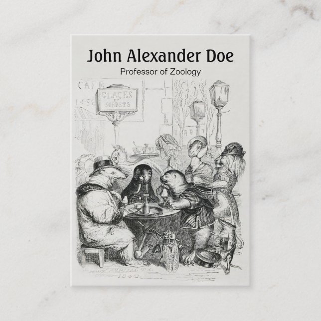 Cartão De Visita Animais que recolhem no café de Paris - Zoologist (Frente)