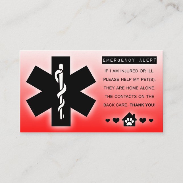 Cartão De Visita animal de estimação sozinho home (Frente)