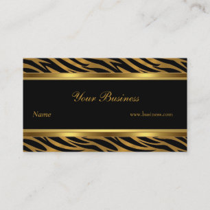 Cartão De Visita Animal Dourado Faixa Preta Elegante Sofisticado 2
