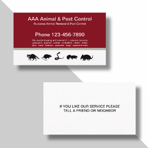 Cartão De Visita Animal e controlo de pragas