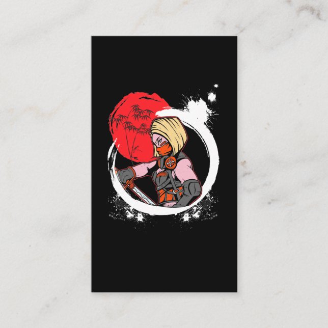 Cartão De Visita Anime Samurai Otaku Girl Japonês (Frente)