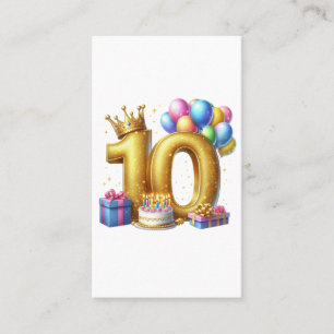 Cartão De Visita Aniversário de 10 anos de ouro