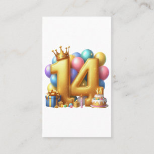 Cartão De Visita Aniversário de 14 anos de ouro