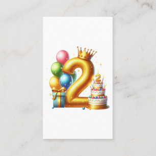 Cartão De Visita Aniversário de 2 anos dourado