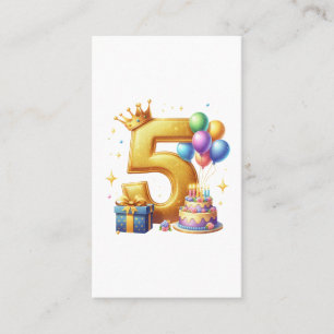 Cartão De Visita Aniversário de 5 anos dourado