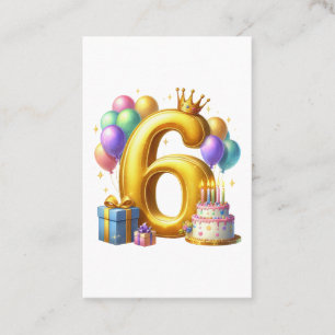 Cartão De Visita Aniversário de 6 anos dourado