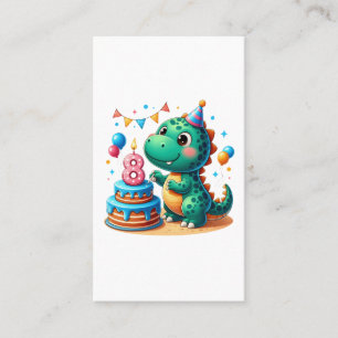 Cartão De Visita Aniversário de 8 anos do Dino