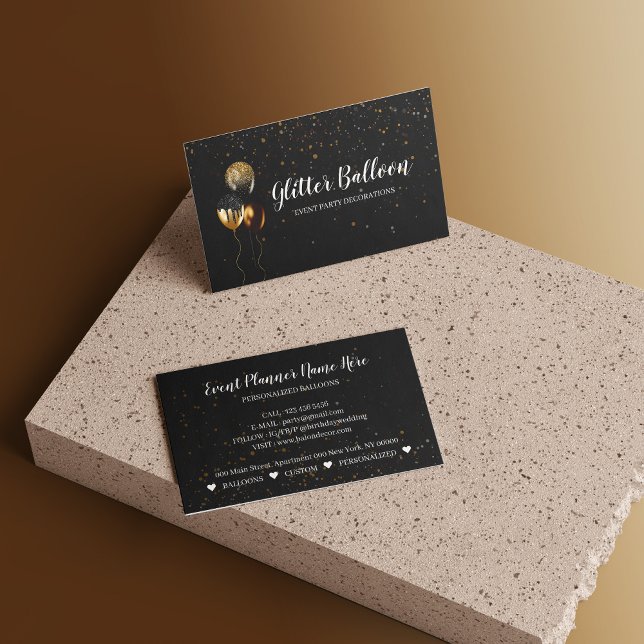 Cartão De Visita Aniversário do Planejador de Eventos de Decoração  (Balloon Party Decoration Event Planner Birthday Business Card)