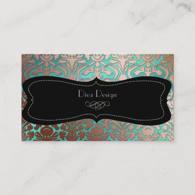 Cartão De Visita Antecedentes da flora faux de cobre da PixDezines (Frente)