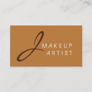 Cartão De Visita Antecedentes do Monograma Makeup Artist Bronze