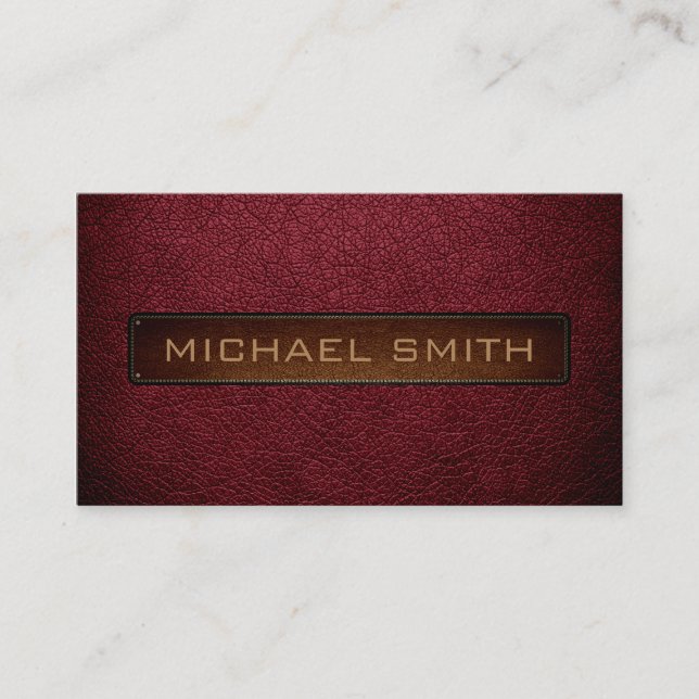 Cartão De Visita Anteriormente ruby Leather Look Professional (Frente)