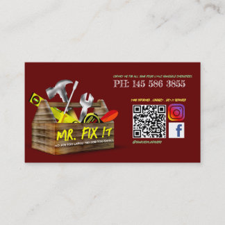 Cartão De Visita Antiga caixa de ferramentas de madeira de reparaçã