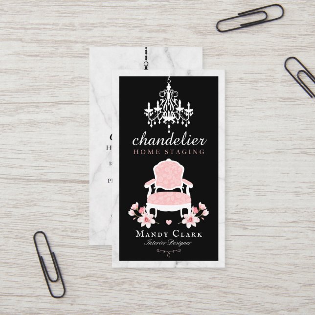 Cartão De Visita Antiguidade Chandelier & Floral Cadeira Vitoriana  (Frente/Verso In Situ)