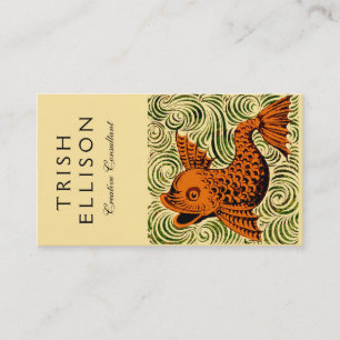 Cartão De Visita Antiguidade de Peixe Azulejo Antigo