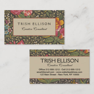 Cartão De Visita Antiquado Toile de Jouy 1800s Floral Branches