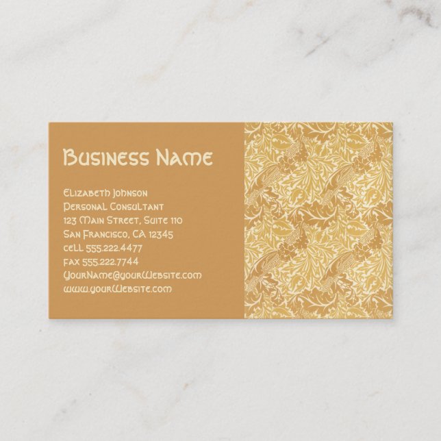 Cartão De Visita Antiquado Vitoriano William Morris Floral (Frente)