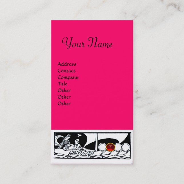 Cartão De Visita ANTIQUE VESSEL Mar Viagem Ruby Pink Black White (Frente)