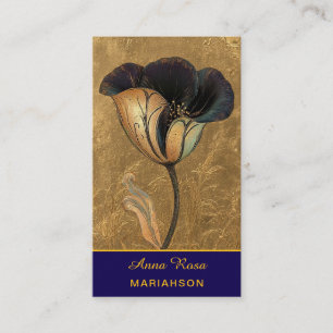 Cartão De Visita *~* AP98 Flor de Luxo Dourado 15 Rico QR Floral