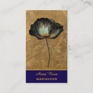 Cartão De Visita *~* AP98 Flor Elegante Dourado 14 Vintage QR
