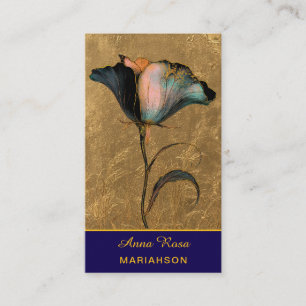 Cartão De Visita *~* AP98 Flor Elegante Dourado 23  Vintage  QR 