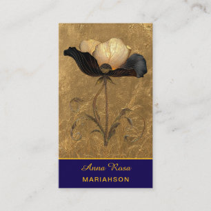 Cartão De Visita *~* AP98 Flor Elegante Dourado 3  Vintage  QR 