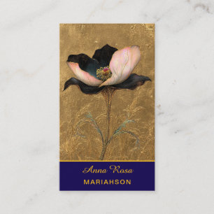 Cartão De Visita *~* AP98 Flor Elegante Dourado 4 Vintage QR